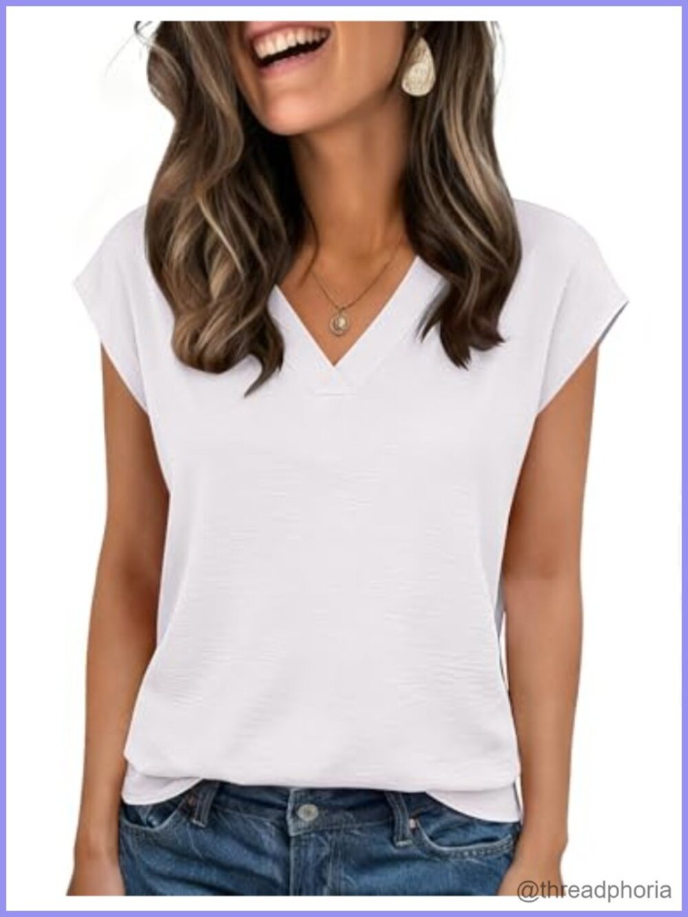 Womens Textured V Neck Cap Short Sleeve Blouse Summer Casual Top